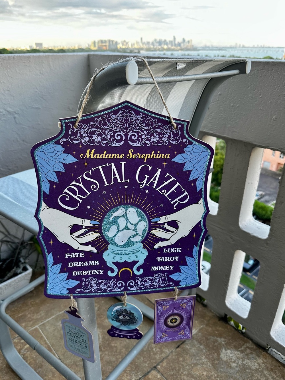 NWT 2-PC Fortune Teller Crystal Ball Halloween Hanging Sign Set 🔮